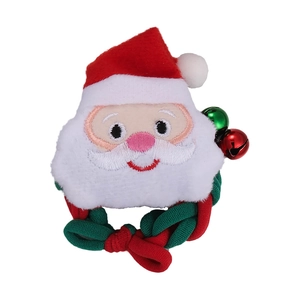 Chouchou Père Noël fait main avec figurine en peluche et clochettes pour coiffure de Noël