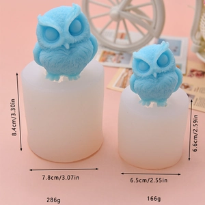 3D owl silicone mold for cake baking with two sizes and detailed feather textures
