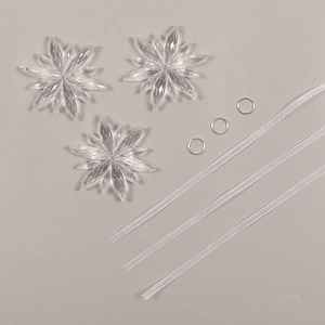DIY Acrylic Christmas Star Ornaments set with silver rings and white ribbons for tree decor