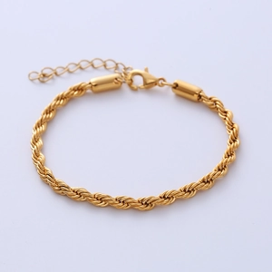 Rope Chain Bracelet 316L Stainless Steel Adjustable Lobster Clasp Hip Hop Street Style Unisex Jewelry