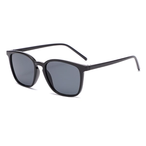 Classic black square frame sunglasses for men and women with polished finish and dark lenses