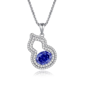 Elegant S925 sterling silver necklace featuring a blue gemstone gourd pendant with zircons