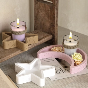 Siliconen mallen set ster en maan met decoratieve dienbladen en glazen kaarsenhouders