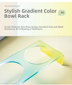 Close-up of dual-hole gradient acrylic pet bowl stand with durable molded structure