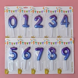 Blue-purple gradient galaxy number birthday candles 0-9 with balloon-style design