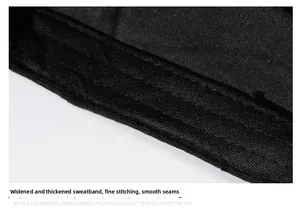 Macro shot of the widened thickened sweatband with precise stitching on a vintage cap