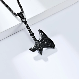 Collana vichinga vintage ad ascia con ciondolo teschio e bussola Vegvisir su catena nera