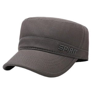 Men's dark grey cotton cadet cap with SPIRIT embroidery for outdoor casual wear