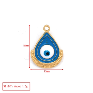 Detailed size chart of 18mm x 13mm evil eye charm pendant for DIY jewelry making
