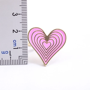 18K gold plated heart ring with pink gradient enamel finish and measurement scale