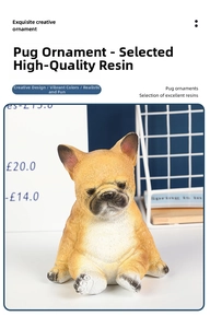 Macro detail of the lifelike fur texture and resin material on a cute pug dog figurine