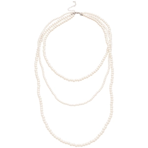 Elegante collana di perle a tre strati con perle bianche e chiusura in argento