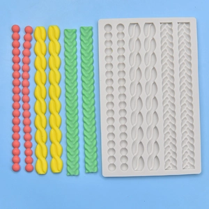 Moule Silicone Texture Tresse Corde Künstliche Perle Décoration Gâteaux Fondant Artisanat Savon Bougie Fabrication Qualité Alimentaire