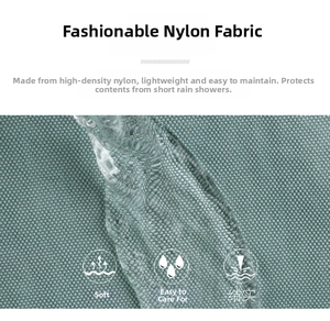 Waterproof high-density nylon fabric detail of a stylish lightweight backpack