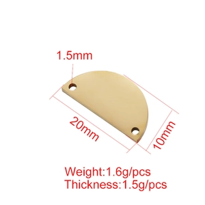 Gold semi-circle stainless steel pendant with 20x10mm size and 1.5mm thickness