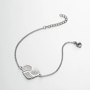Silver stainless steel heart bracelet featuring unique textured woven heart pendant