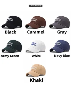 Multiple colors of cotton baseball caps with WHERE DO CLOUDS GO letter embroidery detail