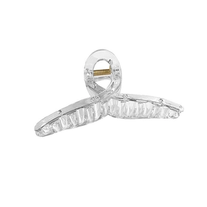 Transparent large square shark hair claw clip with golden spring for women