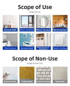 Surface application guide for cartoon window stickers showing glass and smooth tile walls