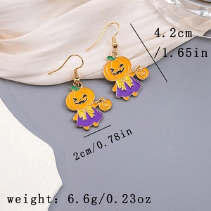 Detailed size specifications for pumpkin girl earrings featuring height, width, and weight info