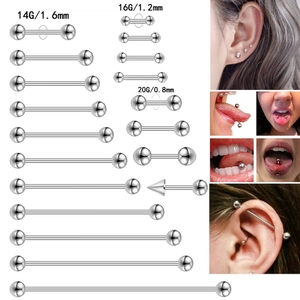 Titanium steel barbell tongue rings set in various sizes with model wearing effects