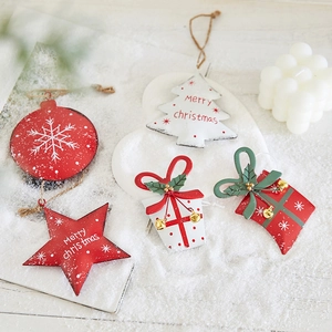 Christmas Hanging Ornaments Metal Iron Pendants Santa Snowman Star Shape Tree Decorations Vintage Festive Home Decor
