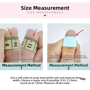 Detailed guide showing two methods for measuring nail width for press-on nails accurately