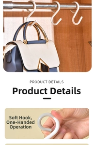 Flexible white S-hook detail showing the soft bendable head for hanging bags and accessories