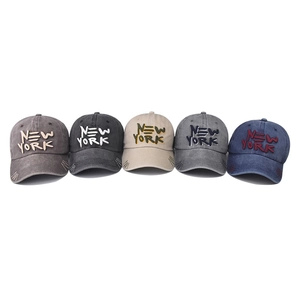 Vintage washed cotton New York baseball caps in five assorted colors for outdoor style