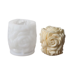 Stampo in silicone a rosa e candela floreale finita per creazioni fai-da-te
