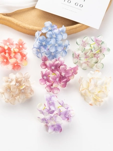 Colorful DIY silk hydrangea flower heads in seven colors for handmade floral accessories