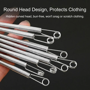 Flexible spring drawstring threader tool with smooth round head and snag-free metal design