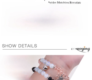 Détail des bracelets d'araignée en cristal 8mm avec spécifications et fermoir magnétique