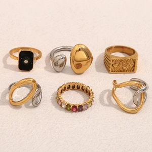 Collection of 18K gold and silver plated stainless steel geometric snake rings for women