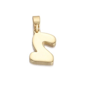 Detailed close-up of a minimalist golden number 2 pendant with polished metallic finish