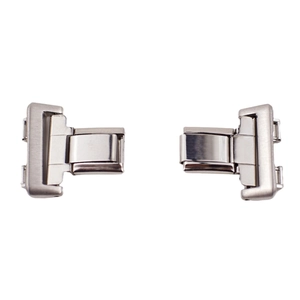 Pair of polished silver stainless steel modular smart watch band link connectors
