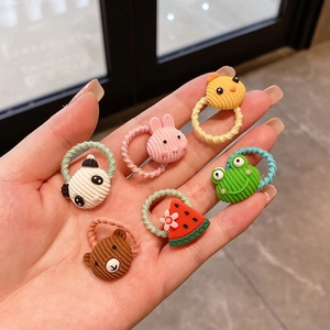 Cute cartoon children's elastic hair ties set featuring panda and rabbit designs