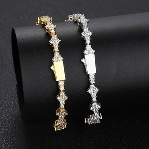 Luxurious hip-hop tennis chain bracelet with micro-paved zircons in gold and silver finish