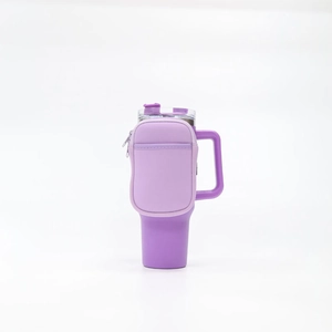 Μωβ θερμός 40oz με κάλυμμα λαβής από νεοπρένιο και τσάντα με φερμουάρ