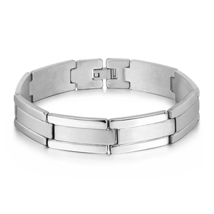 Bracciale Da Uomo In Acciaio Inossidabile Catena A Maglie Rettangolari Semplice Lucidato Spazzolato Stile Hip Hop Punk Gioielli Colore Argento