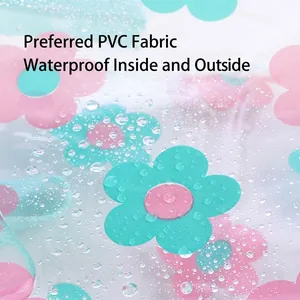 Waterproof PVC wash bag with floral print showing water-resistant drops on surface