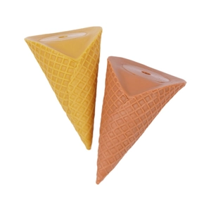 Pair of artificial jumbo waffle cones in yellow and brown for DIY crafts and decor