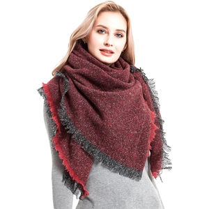 Thick Large Square Scarf Shawl Warm Acrylic Marl Yarn With Fringe Tassel For Winter Autumn Outdoor Women Men Unisex
