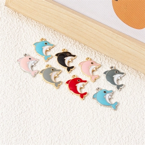 Cartoon dolphin pendant charms for DIY jewelry making in various enamel colors