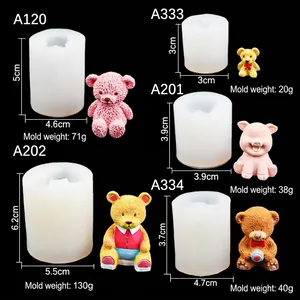 Cartoon bear silicone mold set for DIY handmade candles plaster and cake decorating