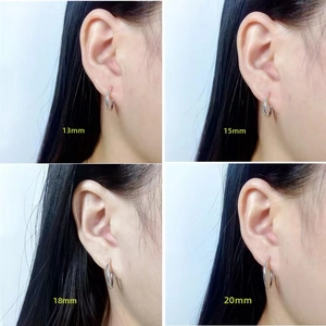 Comparison of s999 sterling silver hoop earrings in 13mm, 15mm, 18mm, and 20mm sizes