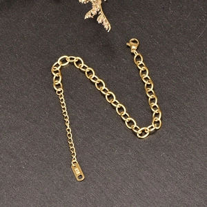 Bracciale a catena in acciaio inossidabile placcato oro 18K con moschettone e tag K18