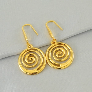 Retro Spiral Vortex Dangle Earrings 18K Gold Plated Stainless Steel Minimalist Geometric Polished Jewelry For Women
