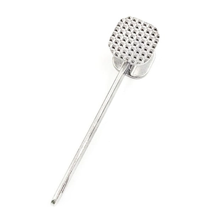Double-sided metal meat tenderizer mallet for steak with textured square head