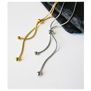 Minimalist Adjustable Snake Chain Necklace Titanium Stainless Steel Gold Plated Y Shaped Lariat Long Sweater Chain